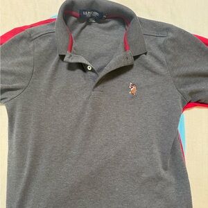 U.S. Polo Assn. Gray Polo with Red Collar Trim and Embroidered Logo